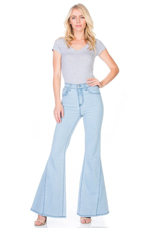 High Waist Denim Flare Wide Leg Bell Bottom