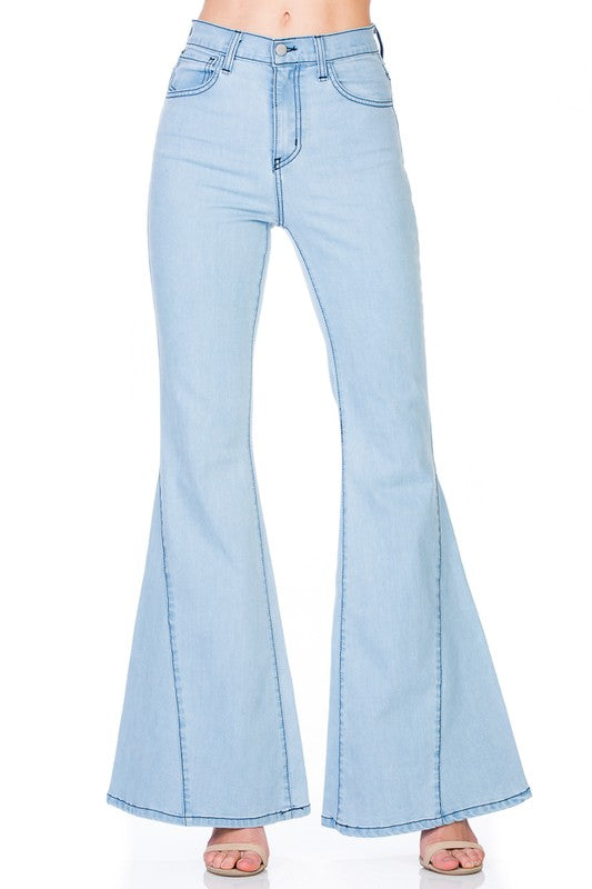 High Waist Denim Flare Wide Leg Bell Bottom