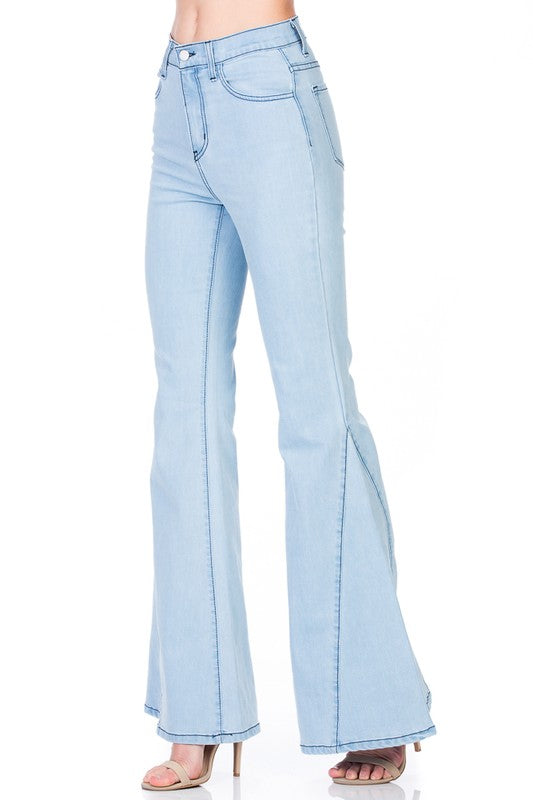 High Waist Denim Flare Wide Leg Bell Bottom