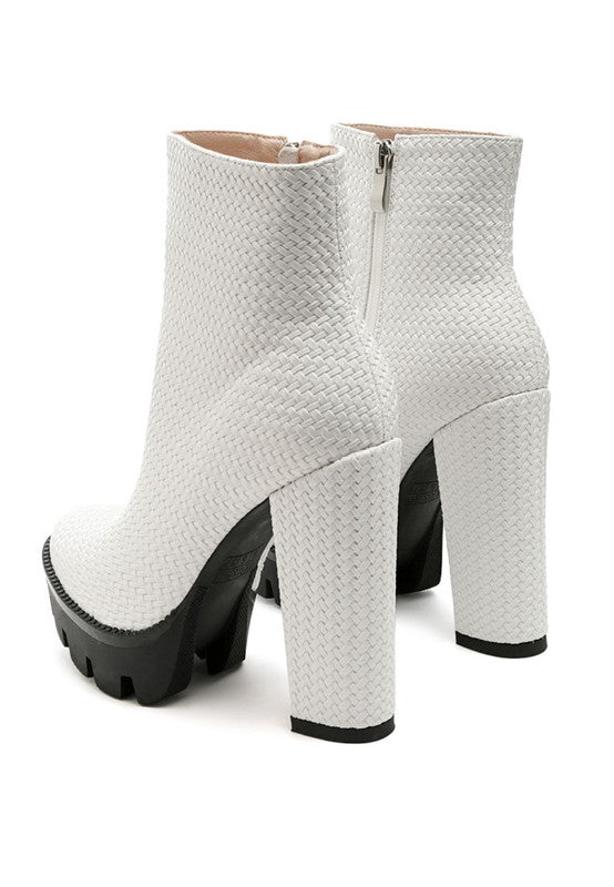 LONDON RAG TEXTURED BLOCK HEELED BOOT