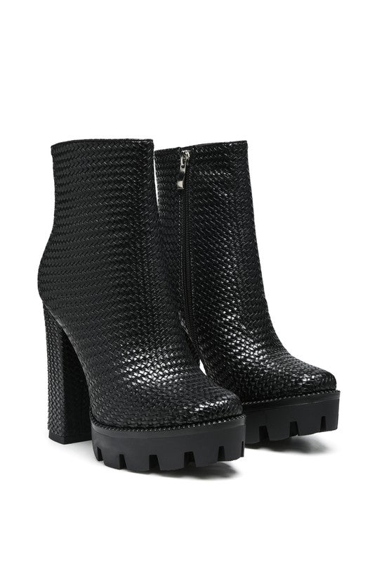 LONDON RAG TEXTURED BLOCK HEELED BOOT