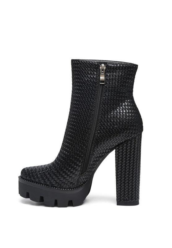 LONDON RAG TEXTURED BLOCK HEELED BOOT