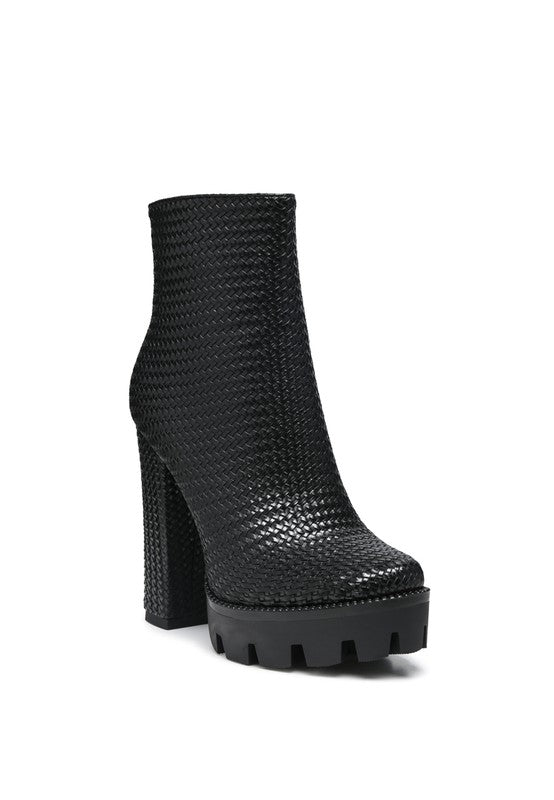 LONDON RAG TEXTURED BLOCK HEELED BOOT