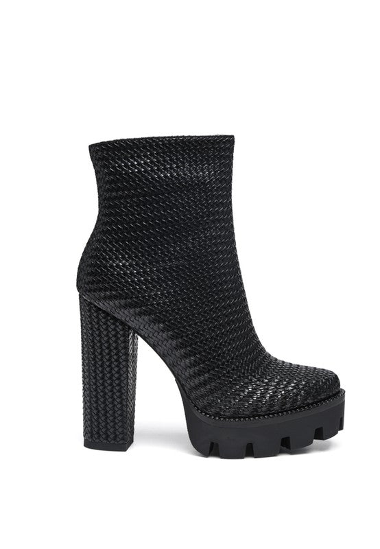 LONDON RAG TEXTURED BLOCK HEELED BOOT