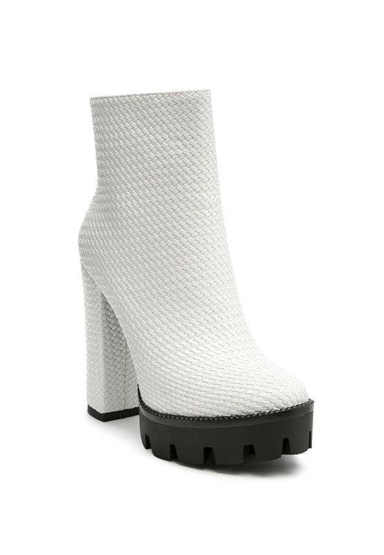 LONDON RAG TEXTURED BLOCK HEELED BOOT