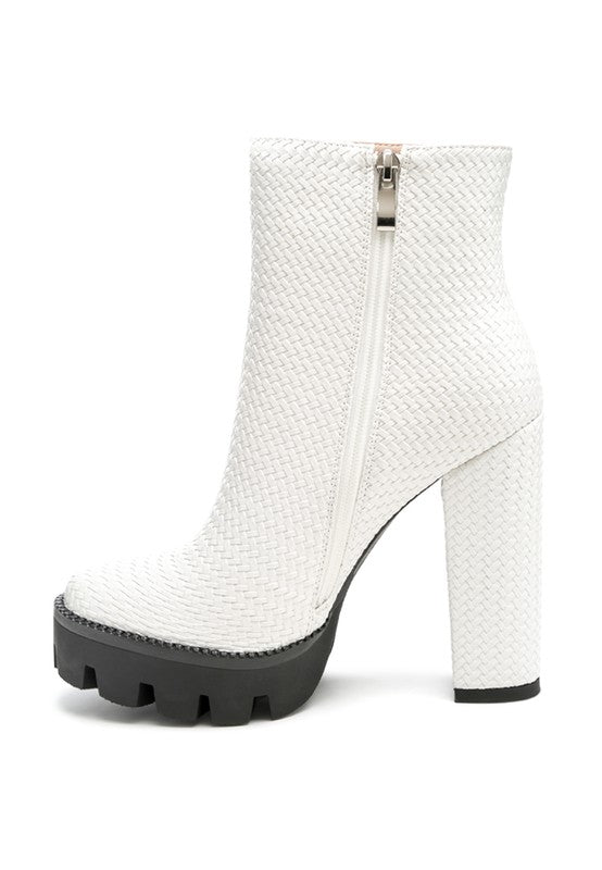 LONDON RAG TEXTURED BLOCK HEELED BOOT