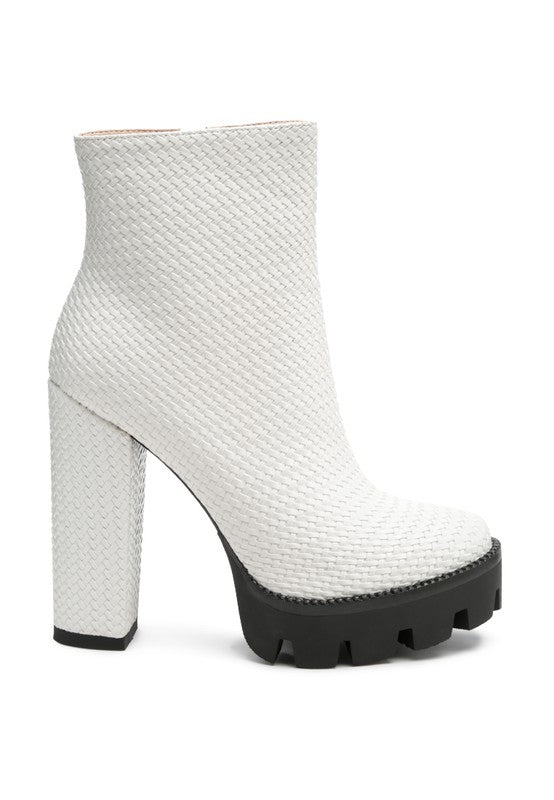 LONDON RAG TEXTURED BLOCK HEELED BOOT