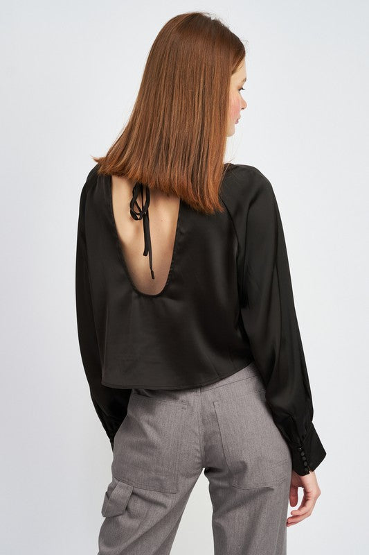 Satin Blouse With Tie Back