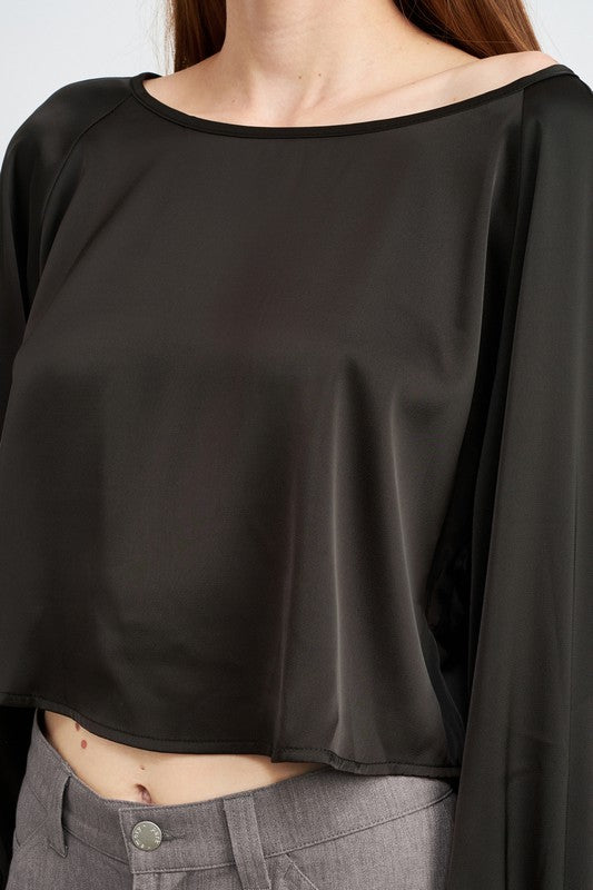 Satin Blouse With Tie Back