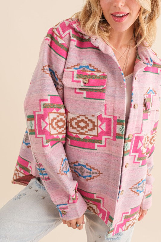 Jacquard Aztec Shirt Jacket