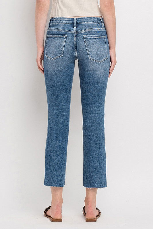 Mid Rise Crop Slim Straight Jeans