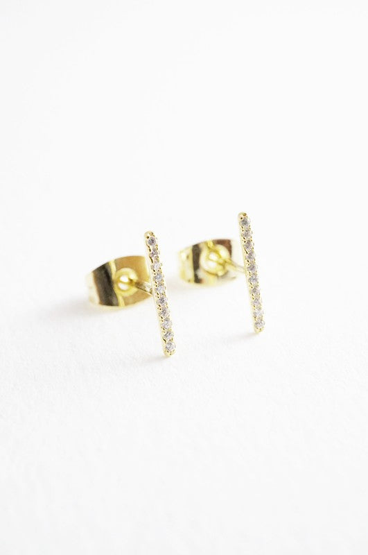 Skinny Midi Crystal Bar Earrings