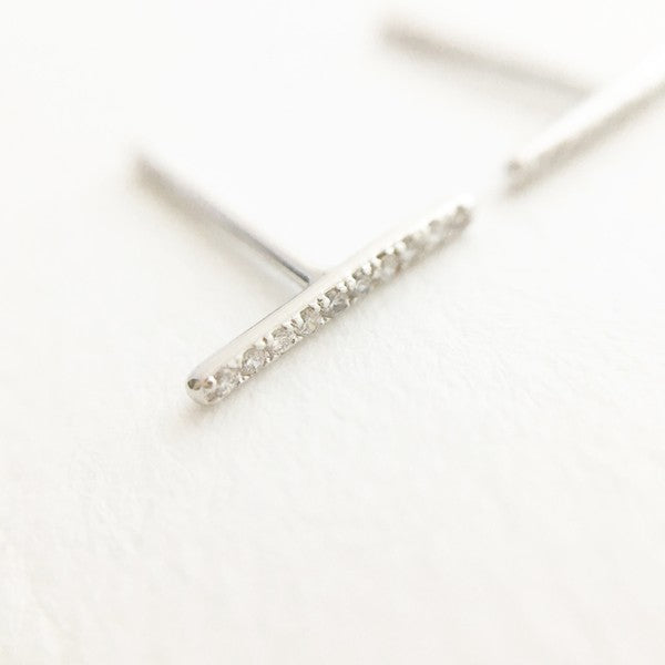 Skinny Midi Crystal Bar Earrings