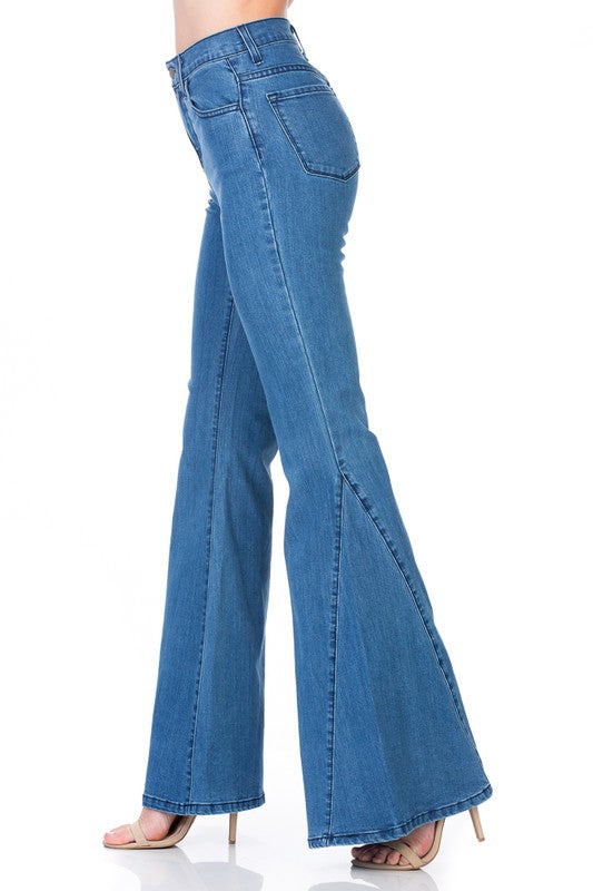 High Waist Denim Flare Wide Leg Bell Bottom