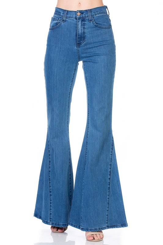 High Waist Denim Flare Wide Leg Bell Bottom